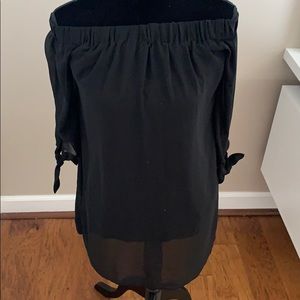 Off the shoulder black long shirt